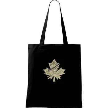 Nákupní taška Javorový list - Taška bavlněná - 42 x 38 cm ( Černá )