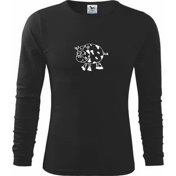 Chlapecké tričko Kráva tlustá - Triko dětské Long Sleeve - 122 cm/6 let ( Černá )
