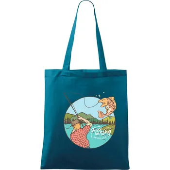 Fishing ovál - Taška bavlněná - 42 x 38 cm ( Petrolejová )