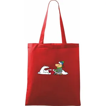 Nákupní taška Frézování sněhu kreslené - Taška bavlněná - 42 x 38 cm ( Červená )