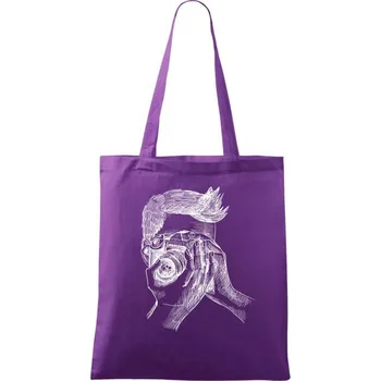 Fotograf kreslený - Taška bavlněná - 42 x 38 cm ( Fialová )