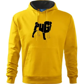 Pánská mikina Mops - nazev v těle - Mikina pánská Cape s kapucí - M ( Žlutá )