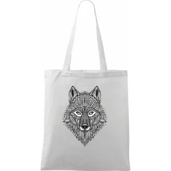 Vlk kreslený - Taška bavlněná - 42 x 38 cm ( Bílá )