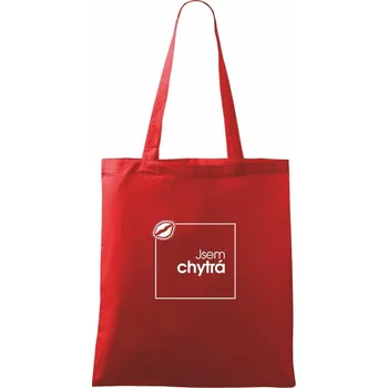 Nákupní taška Jsem chytrá ve čtverci - Taška bavlněná - 42 x 38 cm ( Červená )