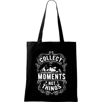 Collect moments not things - Taška bavlněná - 42 x 38 cm ( Černá )
