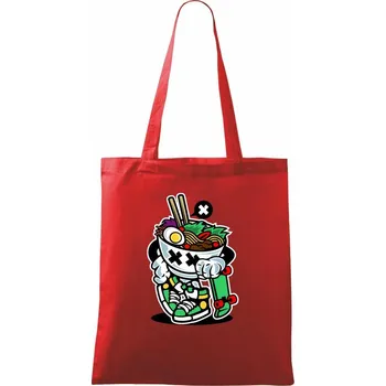 Nákupní taška Saláťák na skejtu - Taška bavlněná - 42 x 38 cm ( Červená )