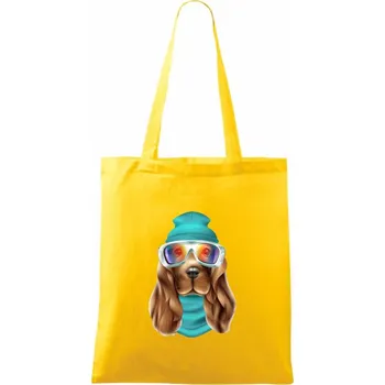 Jezevčík lyžař - Taška bavlněná - 42 x 38 cm ( Žlutá )