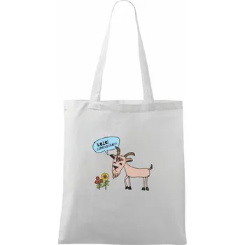 Nákupní taška Kozel zahradníkem - Taška bavlněná - 42 x 38 cm ( Bílá )