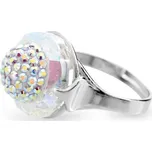 Stříbrný prsten s kruhovým krystalem a zdobeným středem krystaly Swarovski AB (Stříbro 925/1000)