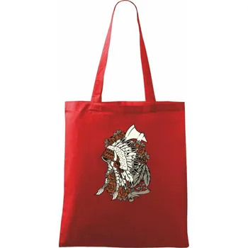 Nákupní taška Indian čelenka - Taška bavlněná - 42 x 38 cm ( Červená )