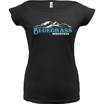 Dámské tričko BLUEGRASS MOUNTAIN (černé, bílý potisk) dámské velikost L (Dámské tričko s potiskem)