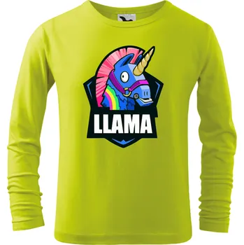 Dětské tričko Fortnite LLAMA s dlouhým rukávem limetkové