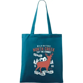 North Creek Deer Nature - Taška bavlněná - 42 x 38 cm ( Petrolejová )