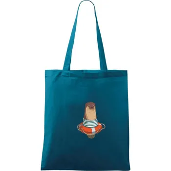 Vydra s kruhem - Taška bavlněná - 42 x 38 cm ( Petrolejová )