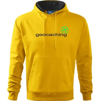 Pánská mikina Geocaching nápis - Mikina pánská Cape s kapucí - L ( Žlutá )