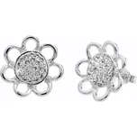 Stříbrné náušnice puzety květ s lístky a s krystaly Swarovski Crystal (Stříbro 925/1000)