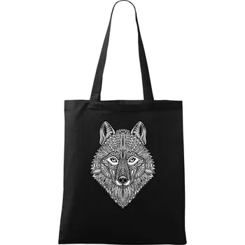 Nákupní taška Vlk kreslený - Taška bavlněná - 42 x 38 cm ( Černá )