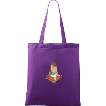 Vydra s kruhem - Taška bavlněná - 42 x 38 cm ( Fialová )