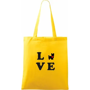 Yorkšírský terier love - Taška bavlněná - 42 x 38 cm ( Žlutá )