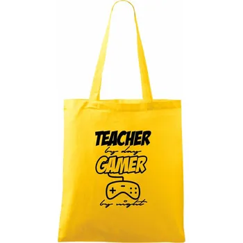 Teacher by Day Gamer by Night - Taška bavlněná - 42 x 38 cm ( Žlutá )