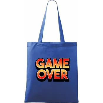 Nákupní taška Game over - nápis barevný - Taška bavlněná - 42 x 38 cm ( Královská modrá )