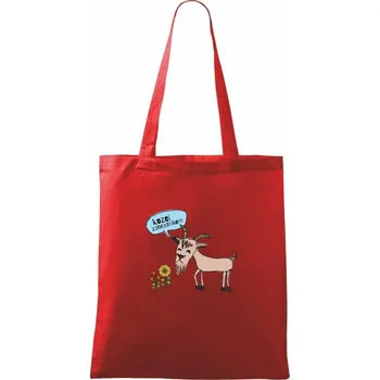 Nákupní taška Kozel zahradníkem - Taška bavlněná - 42 x 38 cm ( Červená )