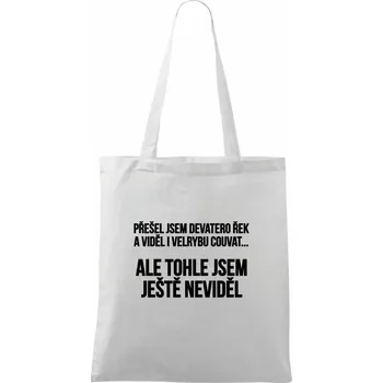 Nákupní taška Viděl jsem velrybu couvat - Taška bavlněná - 42 x 38 cm ( Bílá )