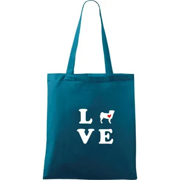Mops love - Taška bavlněná - 42 x 38 cm ( Petrolejová )