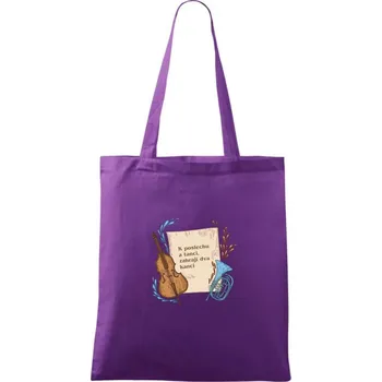 Nákupní taška K poslechu a tanci, zahrají dva kanci - Taška bavlněná - 42 x 38 cm ( Fialová )