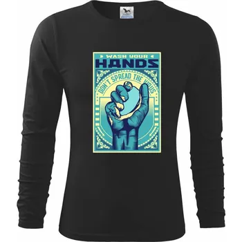 Chlapecké tričko Corona wash your hands - Triko dětské Long Sleeve - 134 cm/8 let ( Černá )