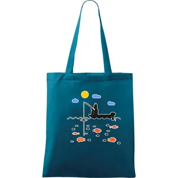 Rybář který má smůlu na loďce - Taška bavlněná - 42 x 38 cm ( Petrolejová )