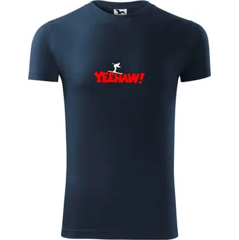 Pánské tričko Yeehaw! lyžař - Viper FIT - Pánské zůžené tričko - M ( Námořní modrá (velmi tmavá - téměř černá) )