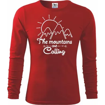Chlapecké tričko The mountains are calling - Triko dětské Long Sleeve - 122 cm/6 let ( Červená )