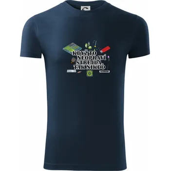 Pánské tričko Když to neopraví strejda - počítač - Viper FIT - Pánské zůžené tričko - M ( Námořní modrá (velmi tmavá - téměř černá) )