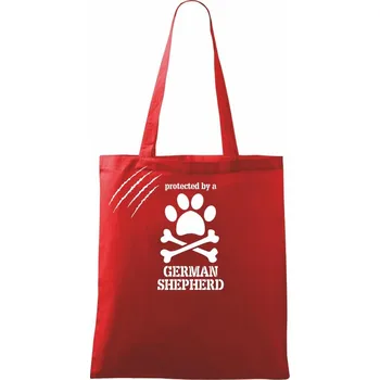 Nákupní taška Německý ovčák - protected - Taška bavlněná - 42 x 38 cm ( Červená )