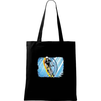Nákupní taška Závodní cyklista - Taška bavlněná - 42 x 38 cm ( Černá )