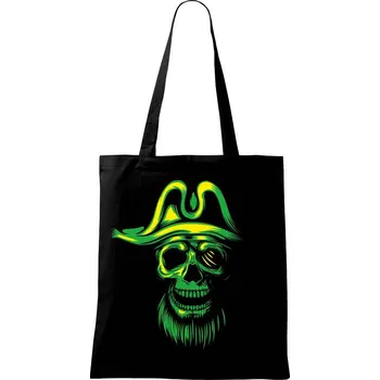 Nákupní taška Green Pirate skull - Taška bavlněná - 42 x 38 cm ( Černá )