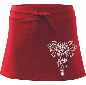 Dámská sukně Geometrie - slon chobot - Sportovní sukně - two in one - XS ( Červená )