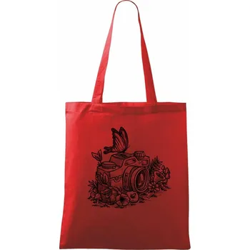 Foťák kreslený motýl - Taška bavlněná - 42 x 38 cm ( Červená )