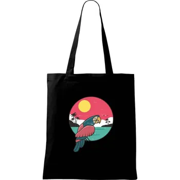 Papoušek v kruhu u moře - Taška bavlněná - 42 x 38 cm ( Černá )