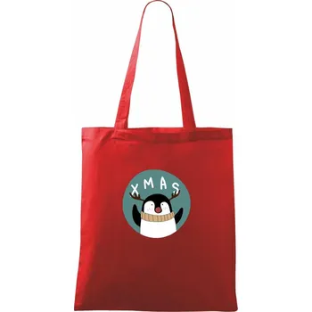 Nákupní taška Xmas sob v kolečku - Taška bavlněná - 42 x 38 cm ( Červená )