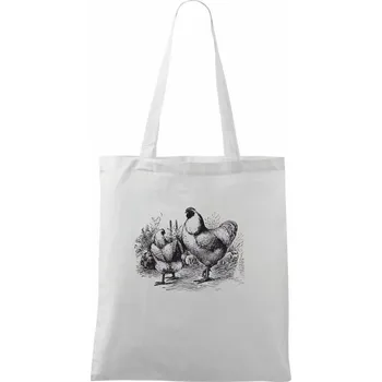 Nákupní taška Slepičí rodina malovaná - Taška bavlněná - 42 x 38 cm ( Bílá )