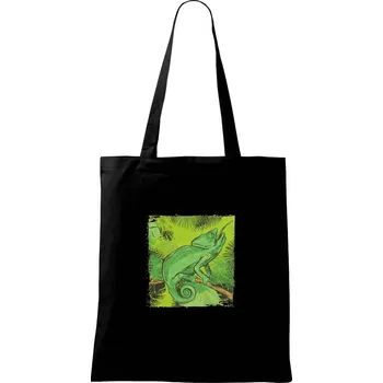 Chameleon na větvi - Taška bavlněná - 42 x 38 cm ( Černá )