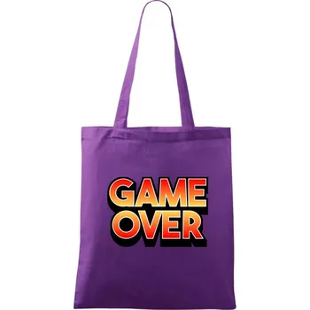 Game over - nápis barevný - Taška bavlněná - 42 x 38 cm ( Fialová )