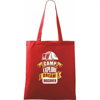Camp Explore Dream Discover - Taška bavlněná - 42 x 38 cm ( Červená )