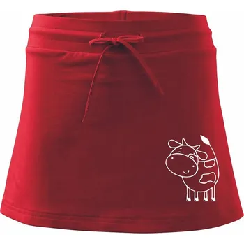 Dámská sukně Kráva veselá - Sportovní sukně - two in one - S ( Červená )