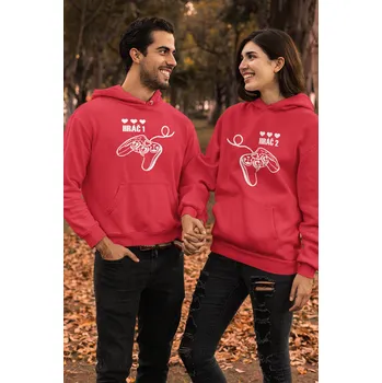 Pánská mikina Mikiny pro páry Hráč Barva: Červená, Dámska velikost: 2XL, Pánska velikost: M
