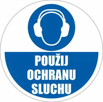 Podlahová značka PVC - POUŽIJ OCHRANU SLUCHU podlahové samolepky 200 mm