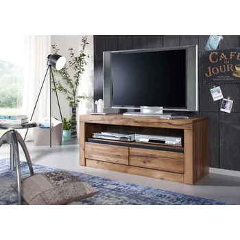 Televizní stolek VEVEY TV stolek 115x49 cm, tmavě hnědá, dub