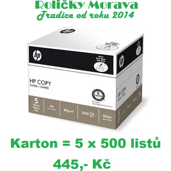 Papír pro tiskárny Hewlett Packard HP CHP910 COPY A4 500 listů, 80 g/m² 2) Balení: 5 ks - 2500 listů v kartonu